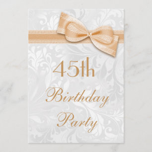 45e Birthday Party Damask en Faux Bow Kaart