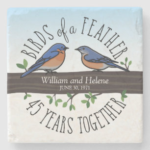 45e bruiloft Jubileum, Bluebirds of a Feather Stenen Onderzetter