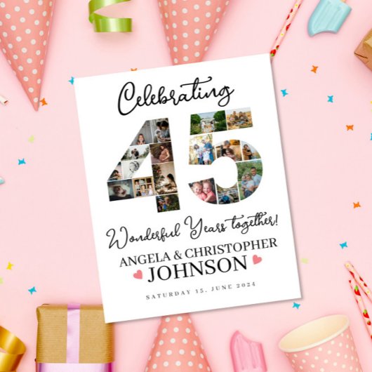 45e Bruiloft Jubileum Foto Collage party Sign Poster