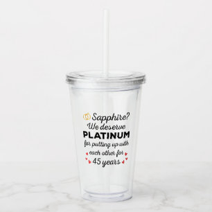 45e bruiloft Jubileum I - Sapphire Funny Couple Acryl Drinkbeker