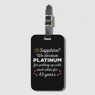 45e bruiloft Jubileum I - Sapphire Funny Couple Bagagelabel