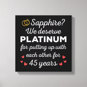 45e bruiloft Jubileum I - Sapphire Funny Couple Canvas Afdruk