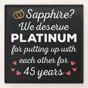 45e bruiloft Jubileum I - Sapphire Funny Couple Glazen Onderzetter
