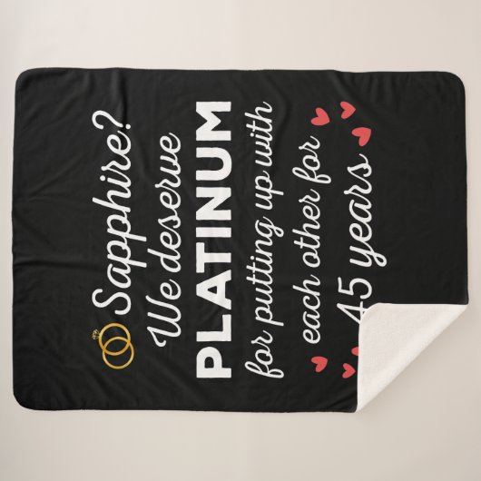 45e bruiloft Jubileum I - Sapphire Funny Couple Sherpa Deken (Voorkant (horizontaal))