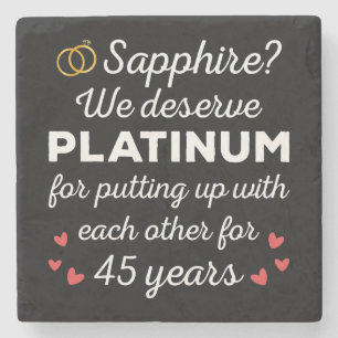 45e bruiloft Jubileum I - Sapphire Funny Couple Stenen Onderzetter