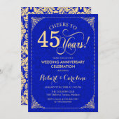45e bruiloft Jubileum saffier blauw gouden damast Kaart (Voorkant / Achterkant)