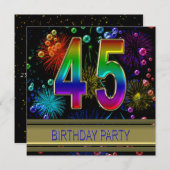 45e fête d'anniversaire Invitation avec bulles (Devant / Derrière)