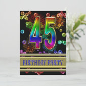 45e fête d'anniversaire Invitation avec bulles (Debout devant)