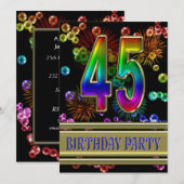 45e fête d'anniversaire Invitation avec bulles (Devant / Derrière)