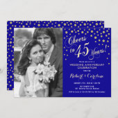 45e Jubileum met Foto - Sapphire Blue Gold Kaart (Voorkant / Achterkant)