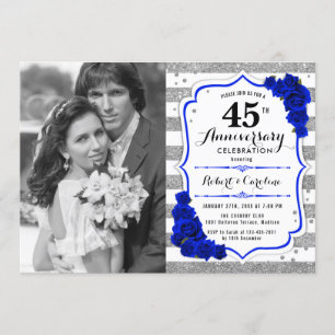 45e Jubileum met foto - Sapphire Blue Silver Kaart