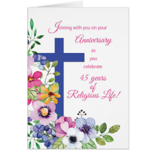 45e Jubileum Nun Religious Life Cross, Flowers