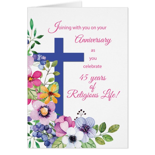 45e Jubileum Nun Religious Life Cross, Flowers (Voorkant)