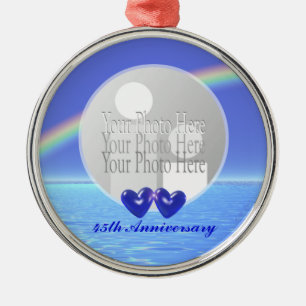 45e Jubileum Sapphire Hearts (foto lijst) Metalen Ornament