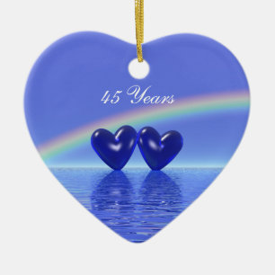 45e Jubileum Sapphire Hearts Keramisch Ornament