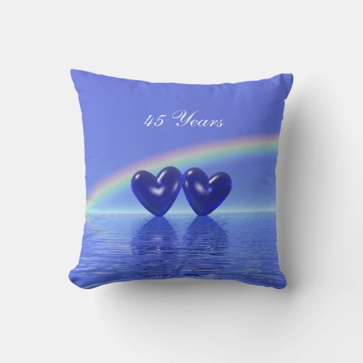 45e Jubileum Sapphire Hearts Kussen (Voorkant)