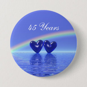 45e Jubileum Sapphire Hearts Ronde Button 7,6 Cm