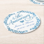 45e Jubileum van het Sapphire Wedding Ronde Kartonnen Onderzetter (Gebogen)