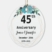 45e Jubileum voor bruiloft - Aangepaste namen en J Keramisch Ornament (Links)