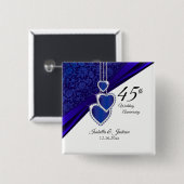 45e Jubileum voor bruiloft Vierkante Button 5,1 Cm (Voorkant /achterkant)