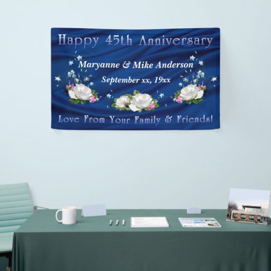 45e Jubileum Witte rozen en saffier Spandoek (Beurs)
