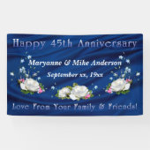 45e Jubileum Witte rozen en saffier Spandoek (Horizontaal)