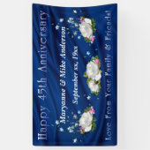 45e Jubileum Witte rozen en saffier Spandoek (Verticaal)