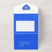 45e saffier bruiloft hart blauw foto all in one uitnodiging (Buitenkant)