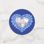 45e saffier bruiloft jubileum hart foto blauw confetti (Kleine voorkant)