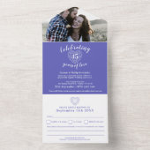 45e saffier bruiloft RSVP foto blauw All In One Uitnodiging (Binnen)