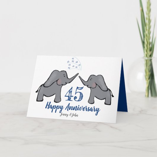 45e saffier huwelijksverjaardag schattige olifant kaart (Voorkant)