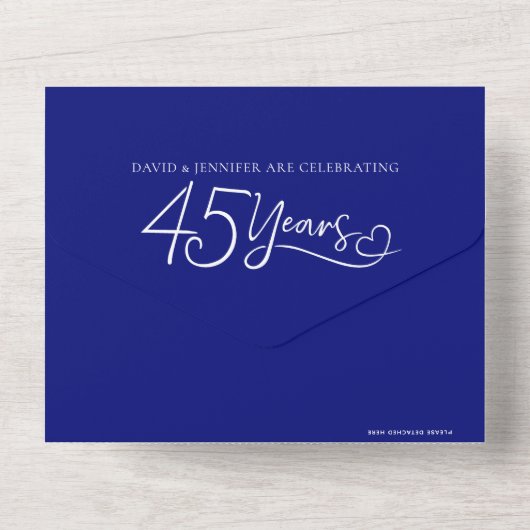 45e saffierbruiloft verjaardagsmaaltijd RSVP foto All In One Uitnodiging (Achterkant)