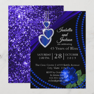 45e Sapphire Blue Glitter en Roze Jubileum Kaart