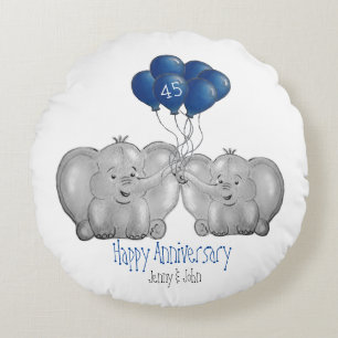 45e sapphire bruiloft - olifant rond kussen