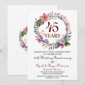 45e Sapphire Surprise Wedding Jubileum Floral Kaart (Voorkant / Achterkant)