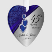 45e Sapphire Wedding Jubileum Keepslag Ornament (voorkant)