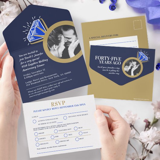 45e trouwdag diner saffier ring maaltijd all in one uitnodiging