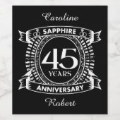 45e trouwdag sapphire crest wijn etiket (Enkel label)