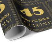45e verjaardag - Art Deco geïnspireerde look "45" Cadeaupapier (Rol Hoek)