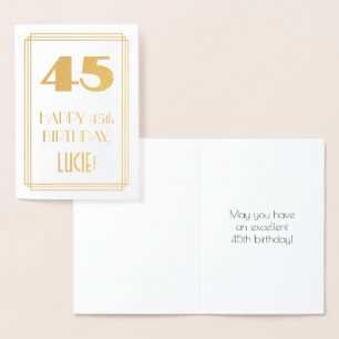 45e verjaardag: Art Deco Geïnspireerde look "45" e Folie Kaarten