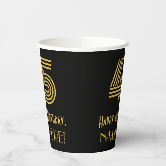 45e verjaardag: Art Deco Geïnspireerde look "45" e Papieren Bekers (Links)