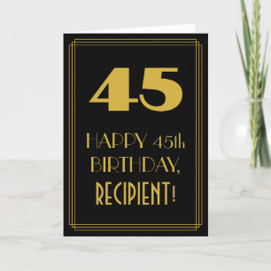 45e verjaardag ~ Art Deco geïnspireerde look "45" Kaart