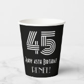 45e verjaardag — Art Deco Geïnspireerde look "45"  Papieren Bekers (Voorkant)