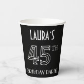 45e verjaardag: Art Deco Style + aangepaste naam Papieren Bekers (Achterkant)