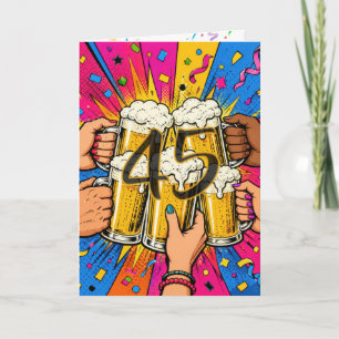 45e verjaardag bier toast in Pop Art Kaart