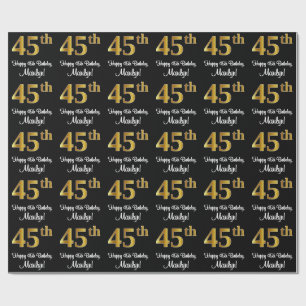 45e verjaardag: Elegant Luxe Faux Gold Look # Cadeaupapier