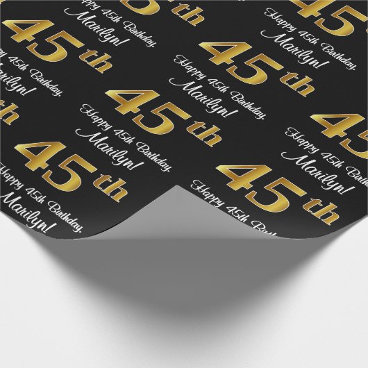 45e verjaardag: Elegant Luxe Faux Gold Look # Cadeaupapier (Hoek)