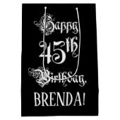 45e verjaardag: Fancy, elegant script + aangepaste Medium Cadeauzakje (Achterkant)
