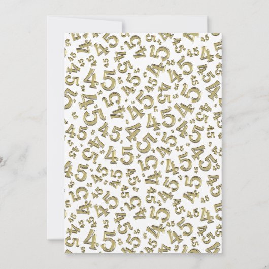 45e verjaardag, Gold/White Number Pattern Kaart (Achterkant)