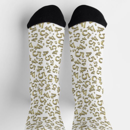 45e verjaardag Gold/White Random Number Pattern Sokken (Top)